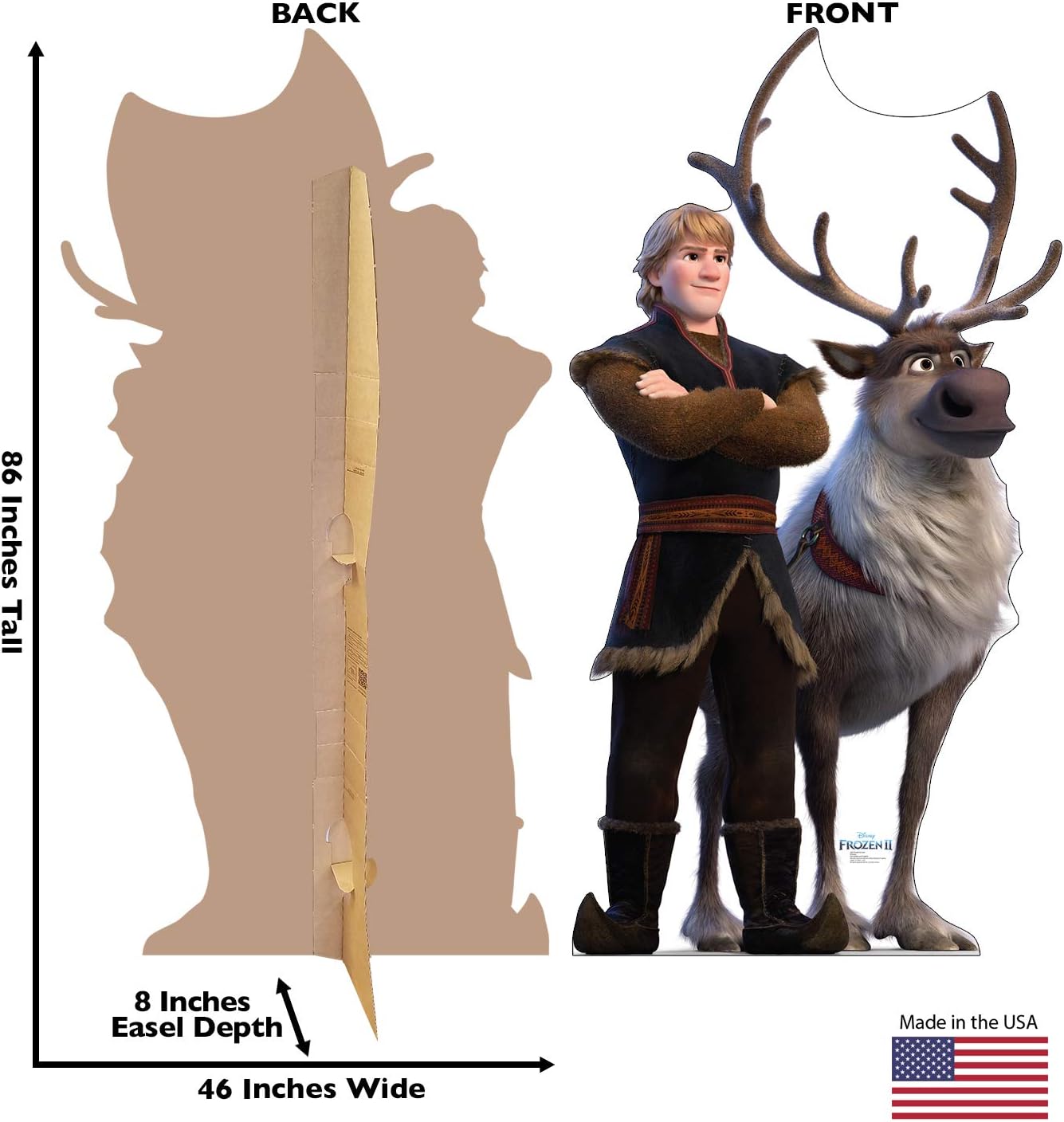 Size 46 x 86 Cardboard People Kristoff & Sven Life Size Cardboard Cutout Standup - Disney's Frozen II (2019 Film)